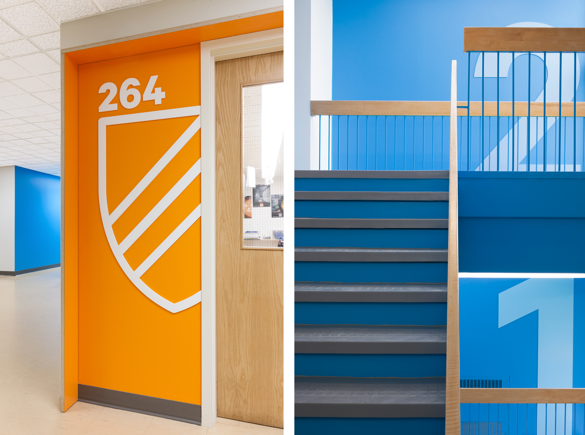 Client Académie Sainte-Anne - Les locaux de l'académie ainsi que les corridors aux nouvelles couleurs L'intérieur de l'académie Sainte-Anne une fois les nouvelles couleurs et la nouvelle identité en place